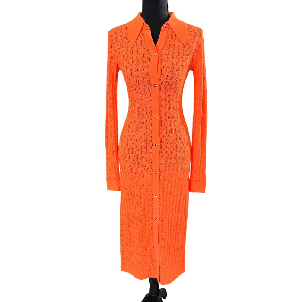 Dodo Bar Or The June Pointelle-Knit Midi Dress Size IT40 US 4 Dopamine Dressing
